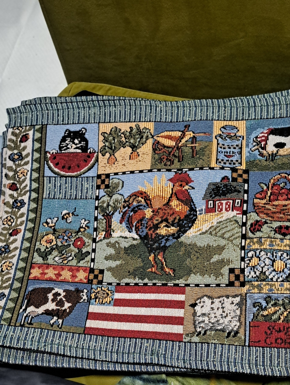 Farmhouse Rooster Tapestry Placemats - Multicolor Set Of 6